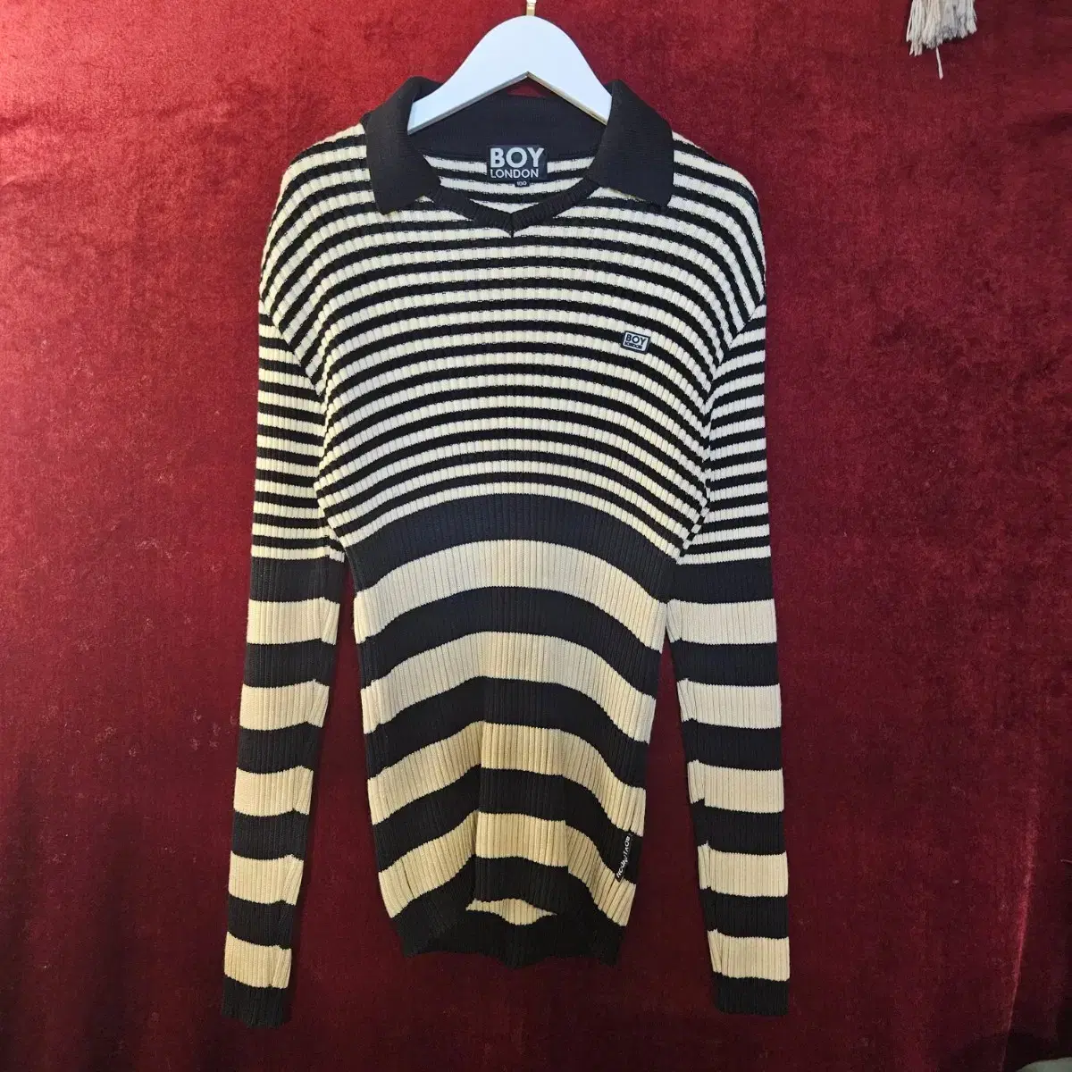 Boylondon 90's Striped Collar Neck Sweater 100 size