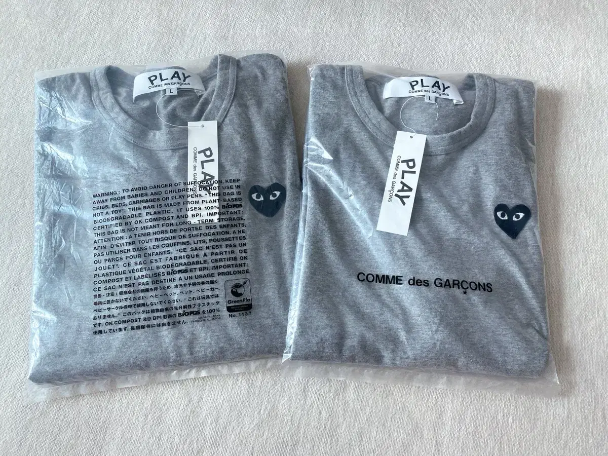 Comme des Garçons Song Grey Black Waffen Short Sleeve L sells 2 pieces