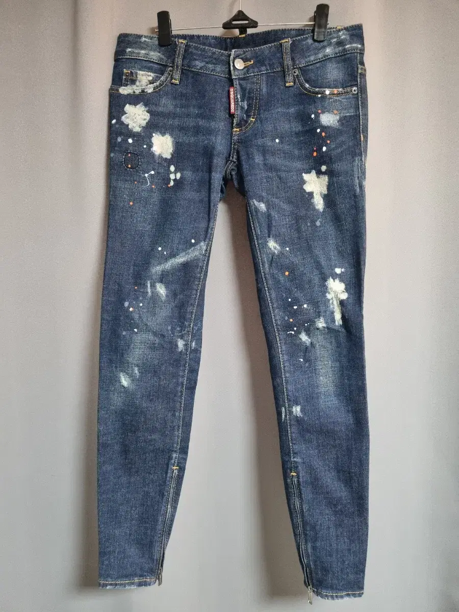 Distressed 2 Painted Vintage 1964 Mint Leather Patches Damaged Skinny Jeans Denim