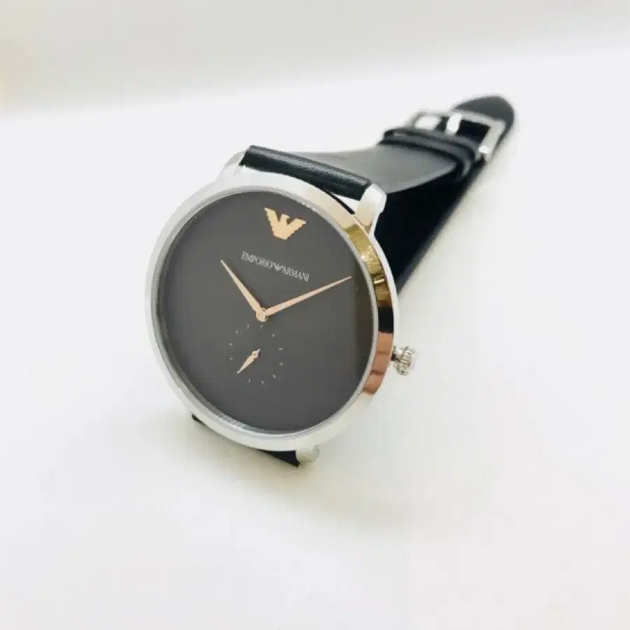 엠포리오아르마니 손목시계 Black Leather Watch