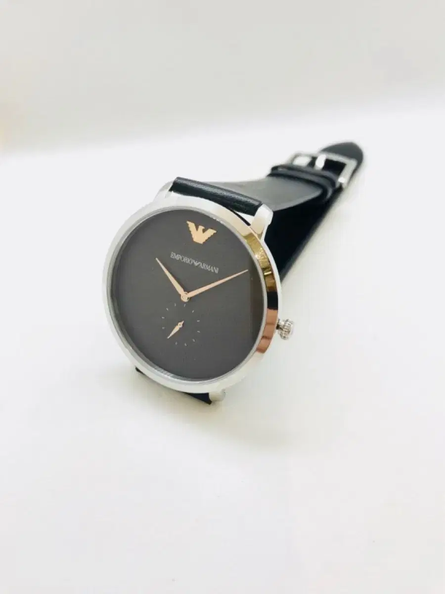 엠포리오아르마니 손목시계 Black Leather Watch