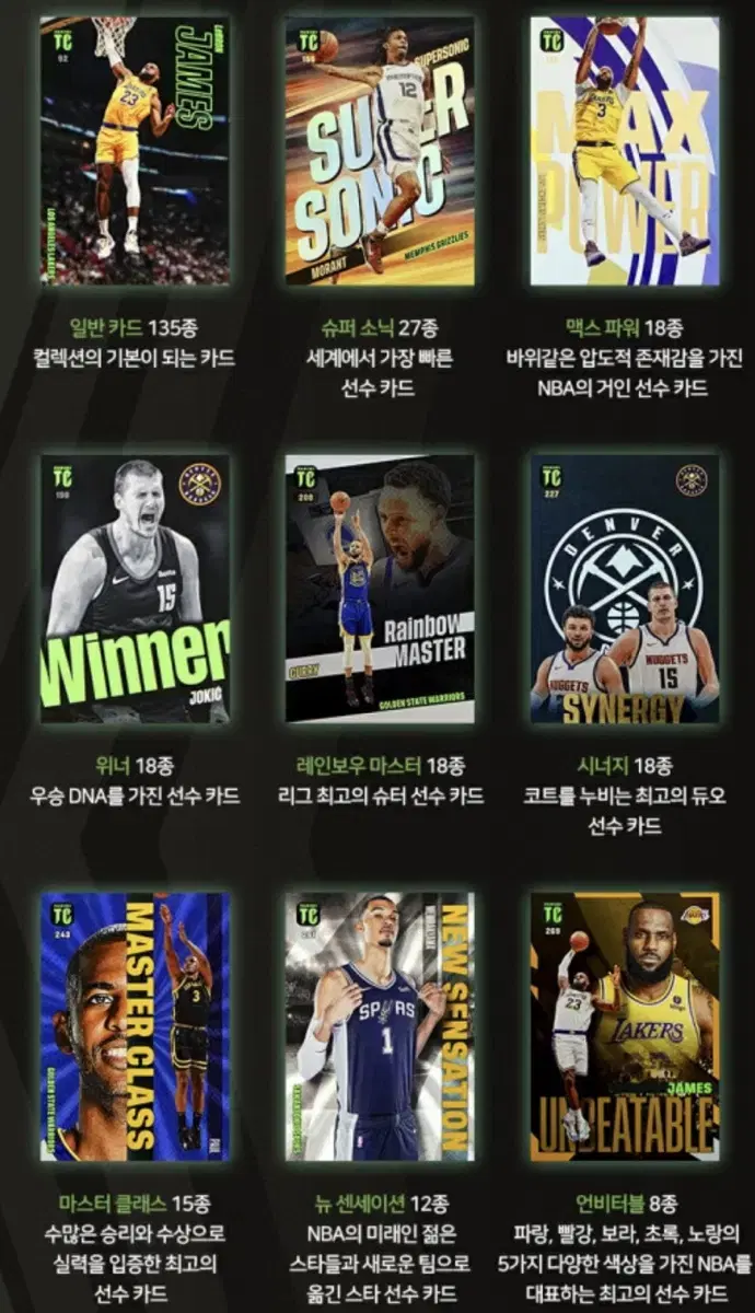 스포츠카드 파니니 nba탑클래스