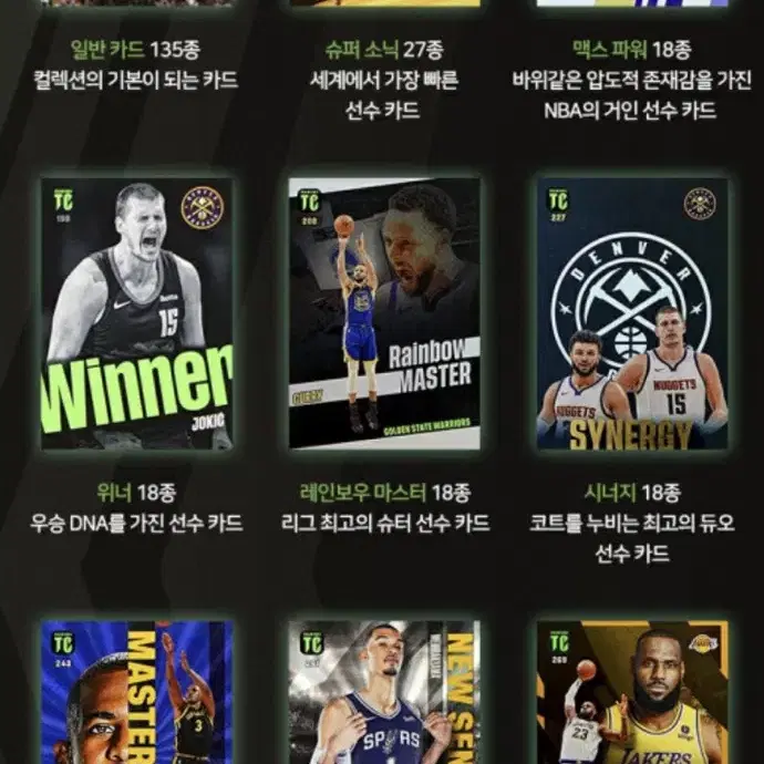 스포츠카드 파니니 nba탑클래스