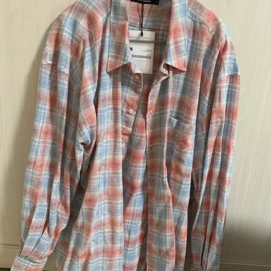 해칭룸 Classic shirt tie dyed check coral