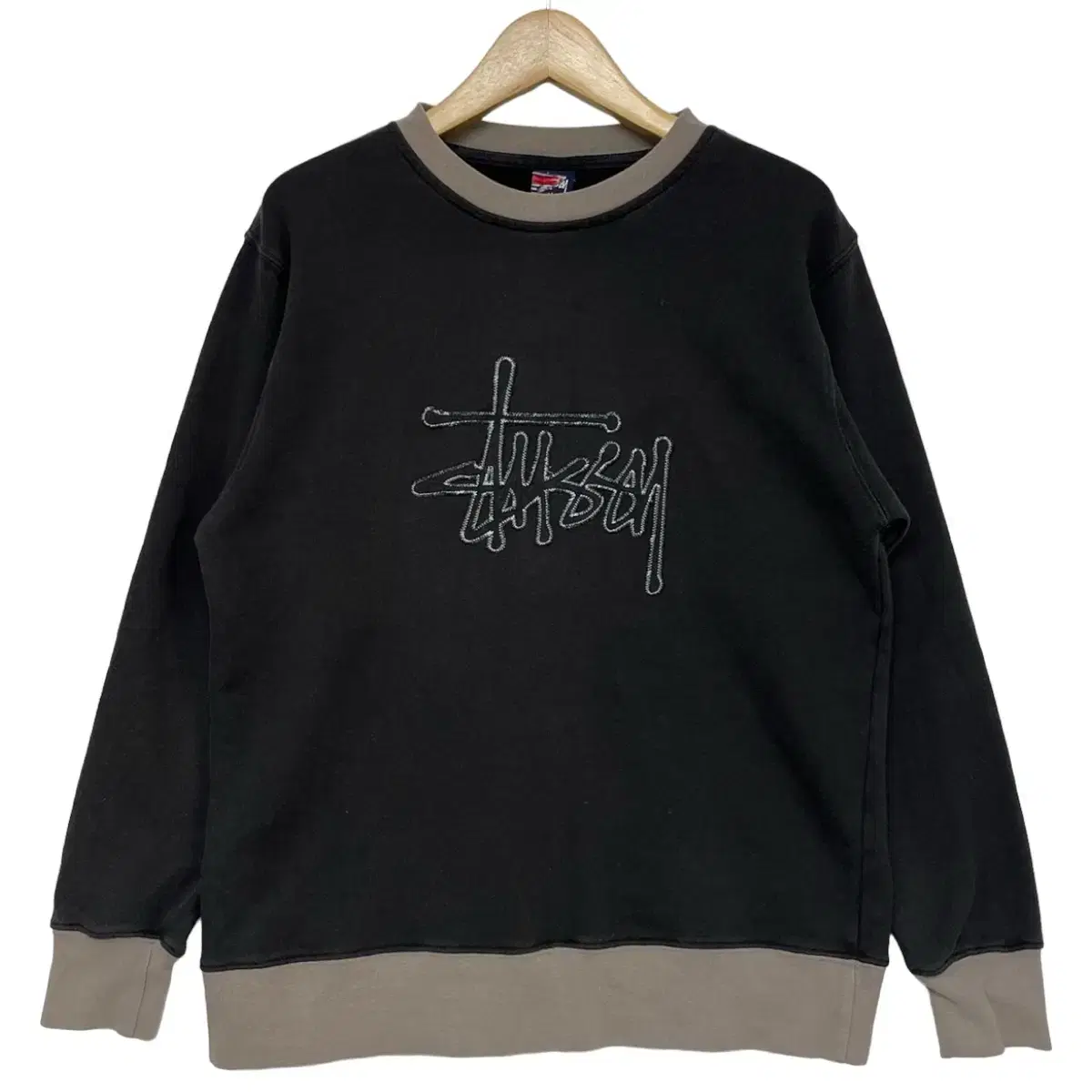 스투시 stussy 90s 베이직 스티치 로고 투톤 맨투맨