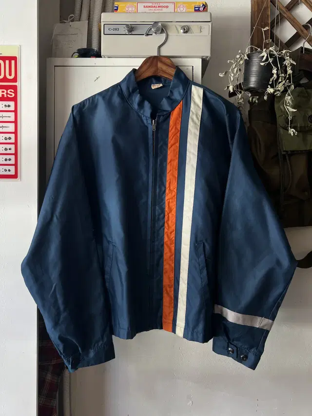 [XL]70's Made in USA 레이싱 스트라이프 코치자켓