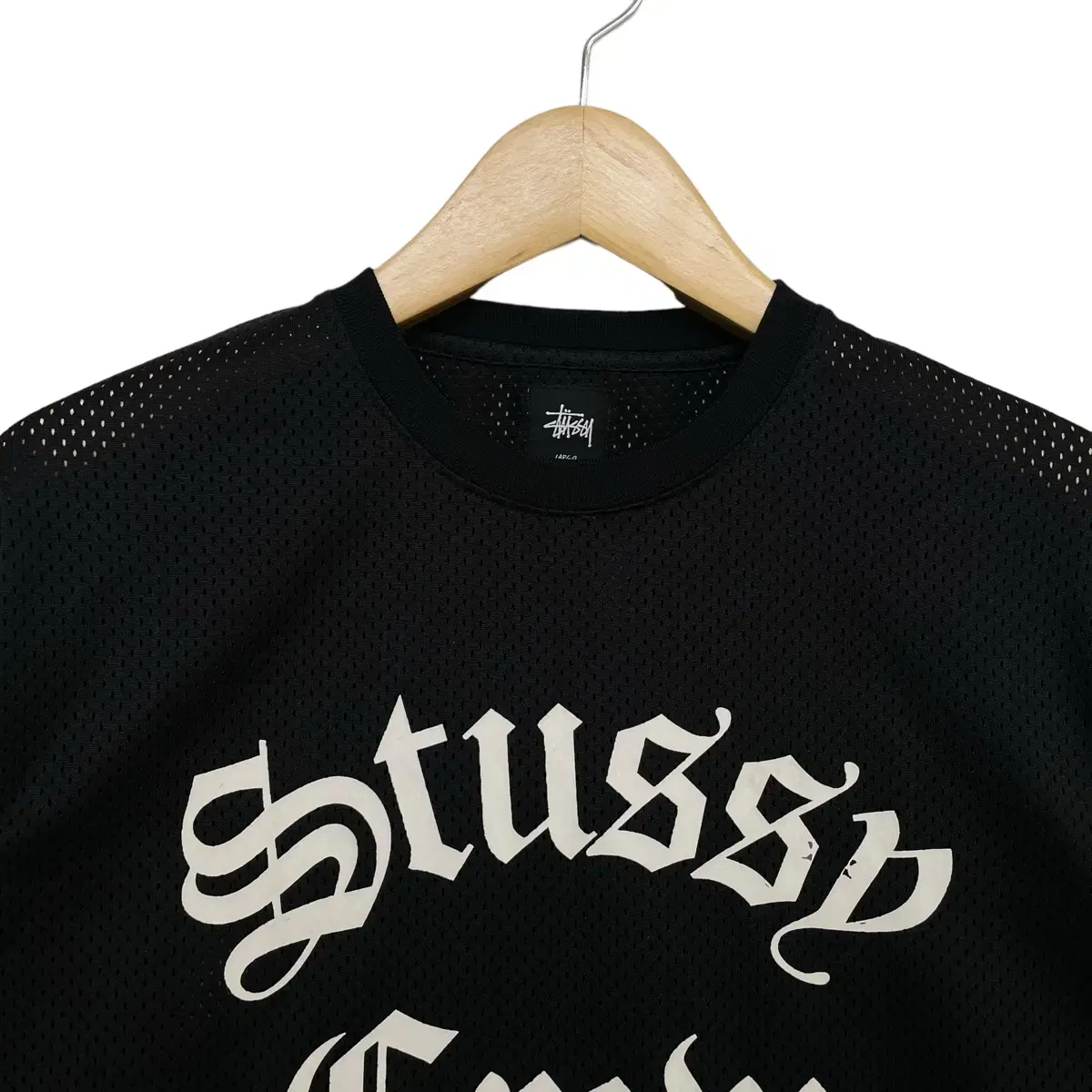 스투시 Stussy 크루 매쉬 풋볼 져지 반팔 블랙