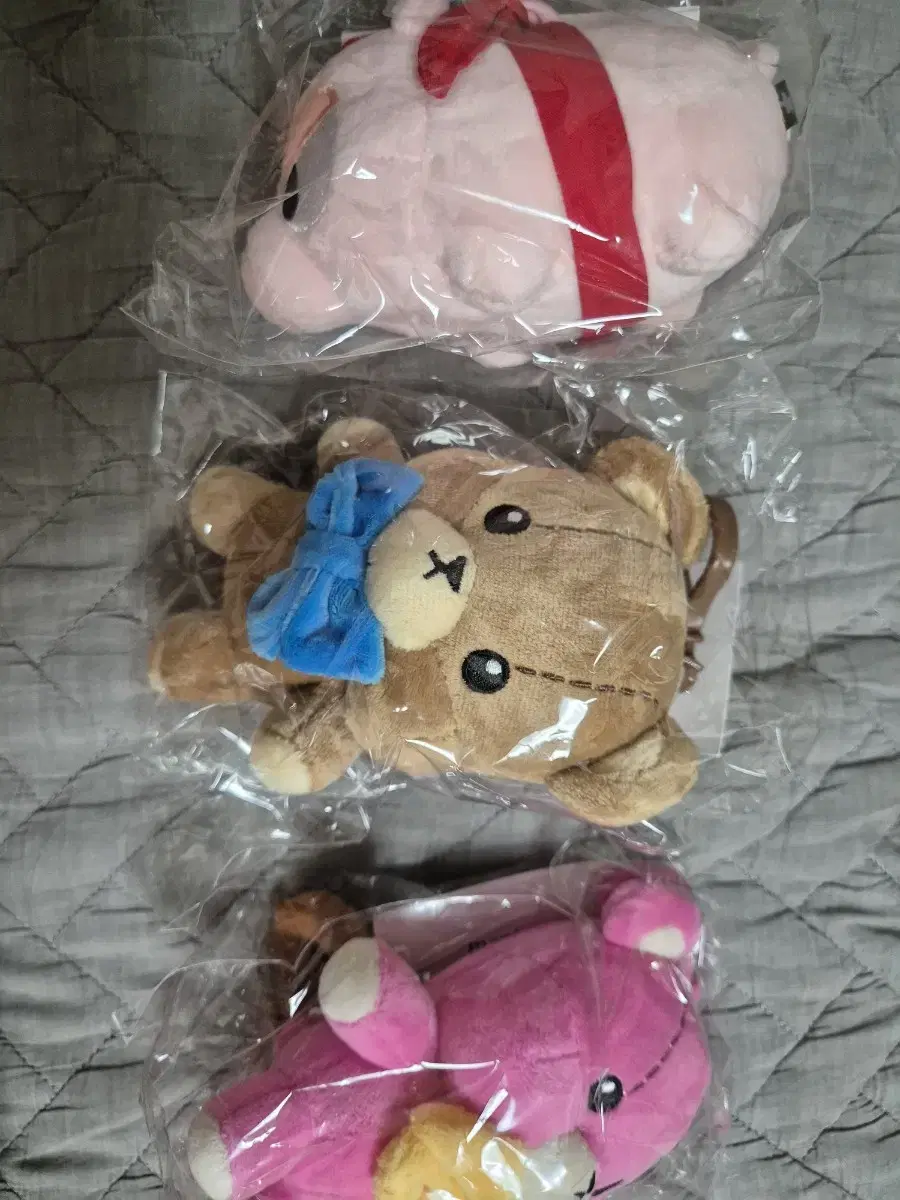 메이플스토리 핑크테니 브라운테니 리본돼지 인형키링 3종