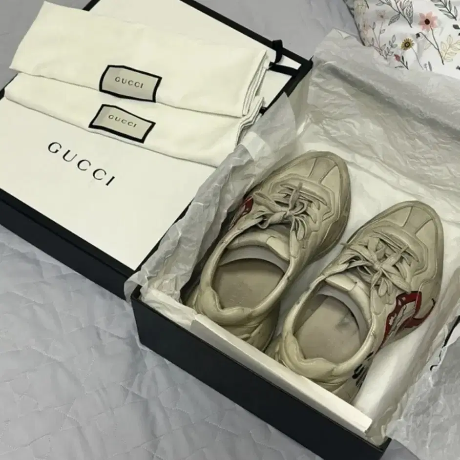 [GUCCI_정품] 구찌 롸이톤 레더 스니커즈 마우스 260mm