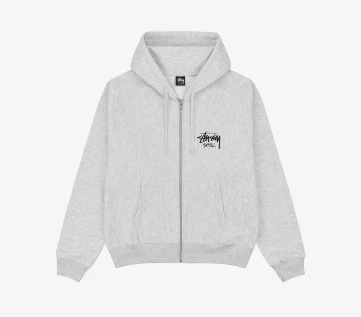 Stussy Stock Seoul Hoodie Zip Up Ash Heather L