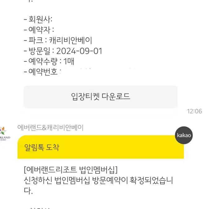 9월1일 캐비 티켓 종일권 2장판매합니다