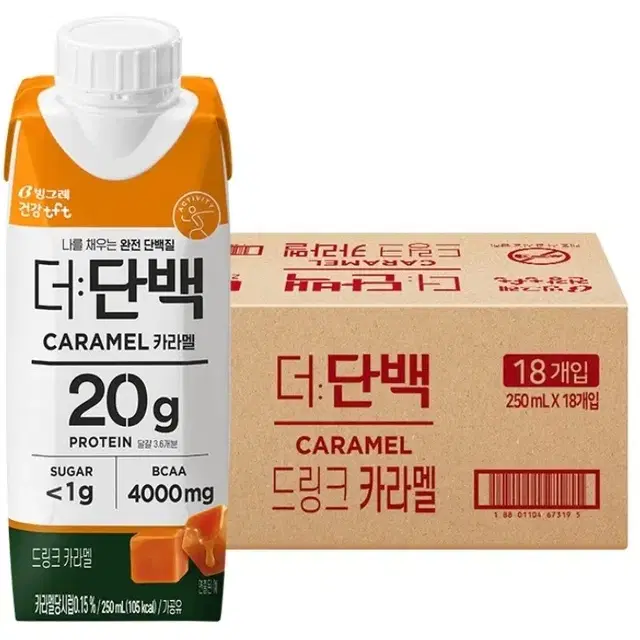 [무료배송] 더단백 드링크 카라멜 단백질 프로틴음료 250ml 18팩