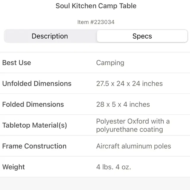 빅아그네스 Soul Kitchen camp table미개봉품