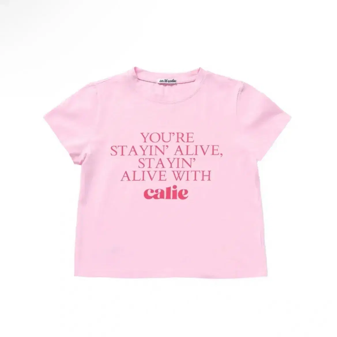 (새상품) 애즈이프캘리 stayin alive tshirt pink