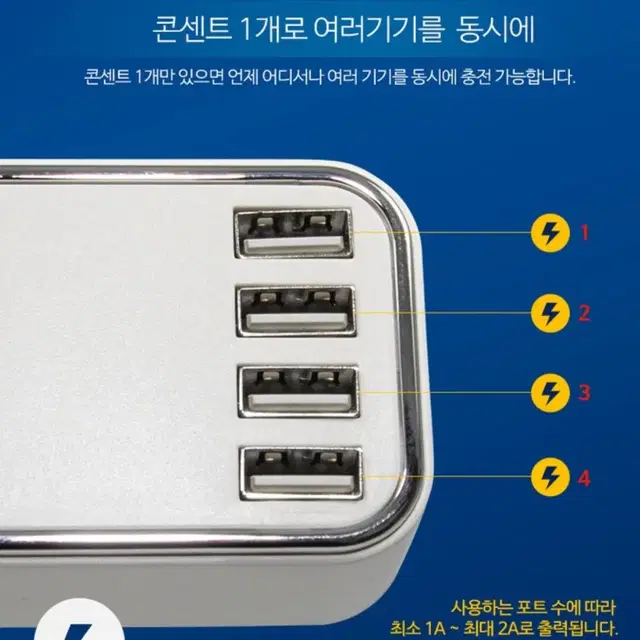 4포트 4.5A 5V 멀티 어댑터 충전기