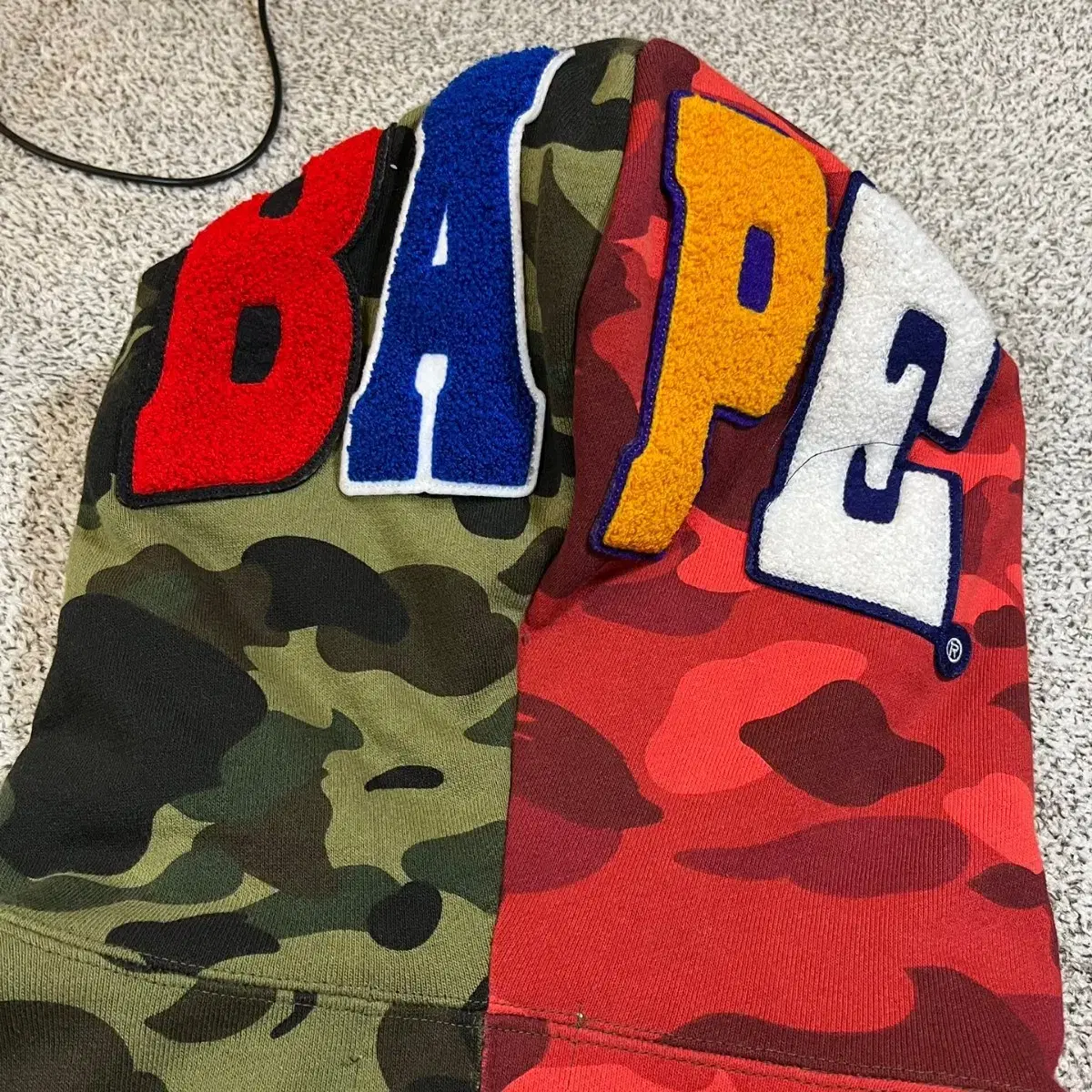 BAPE 베이프 빅 헤드 투컬러 카모 후드 집업