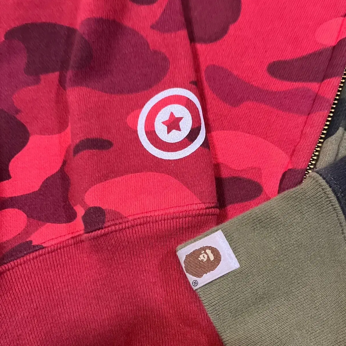 BAPE 베이프 빅 헤드 투컬러 카모 후드 집업