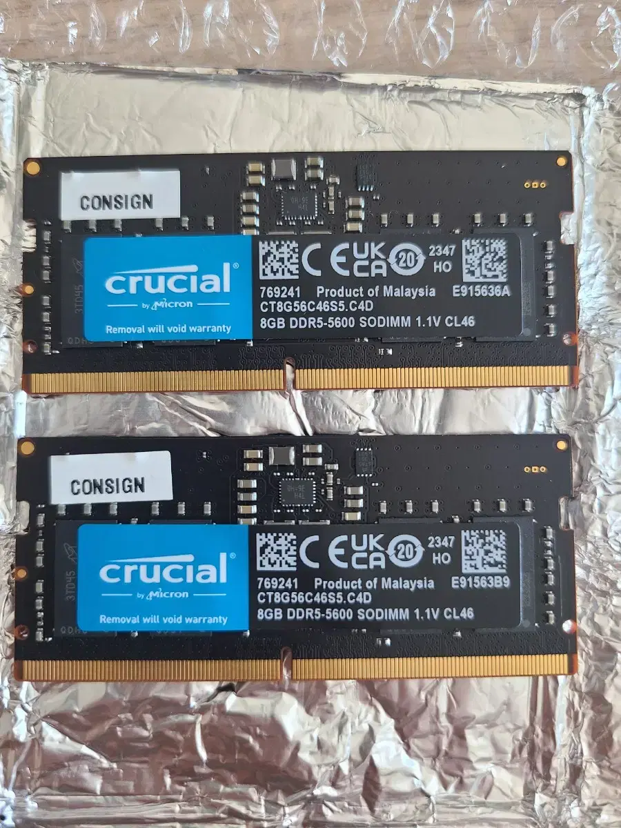 마이크론 크루셜 노트북용 DDR5-5600 8GB 2개