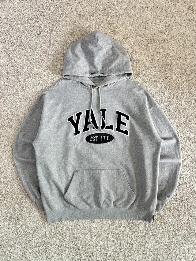 [XL] 예일 YALE 2 TONE ARCH 빅로고 기모 후드티 그레이