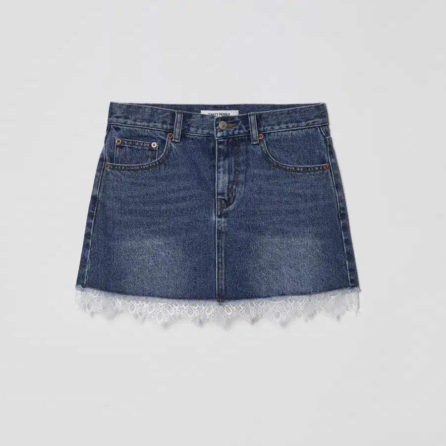 솔티페블-LACE LAYERED DENIM SKIRT [BLUE]