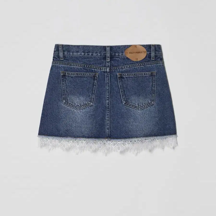 솔티페블-LACE LAYERED DENIM SKIRT [BLUE]