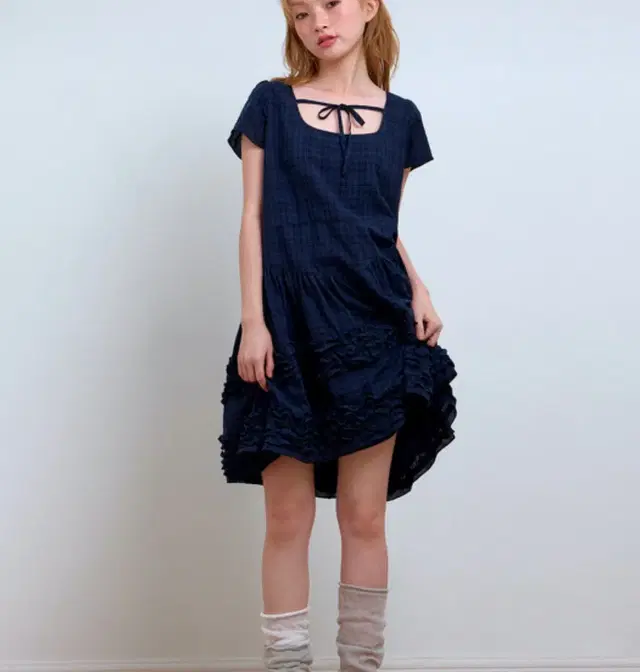 Cheom 첨 2-Way Ruffled Ribbon Dress 원피스