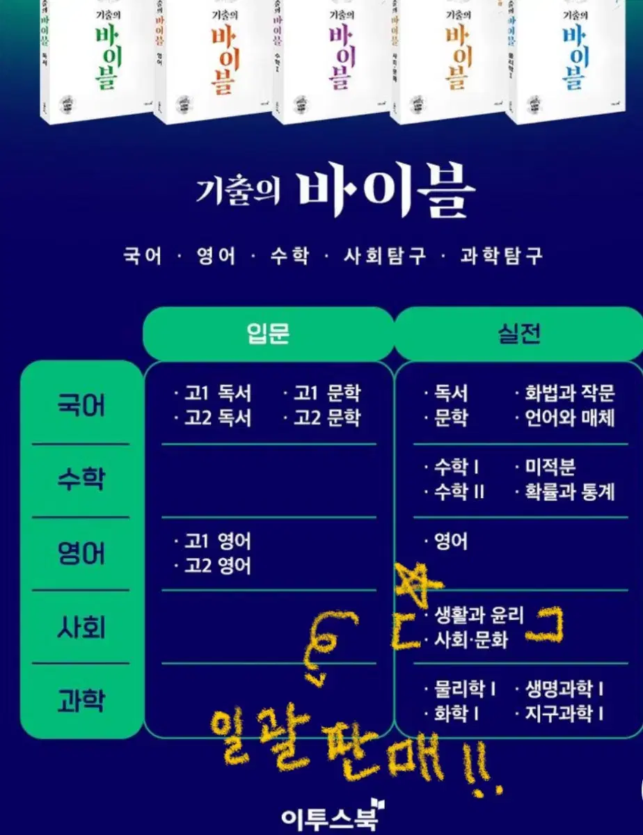 기출의 바이블  사회문화+생활과윤리 새 제품 판매