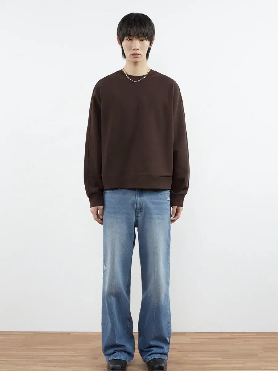 Key Muir Relaxed semi Crop Top Brown Sweatshirt