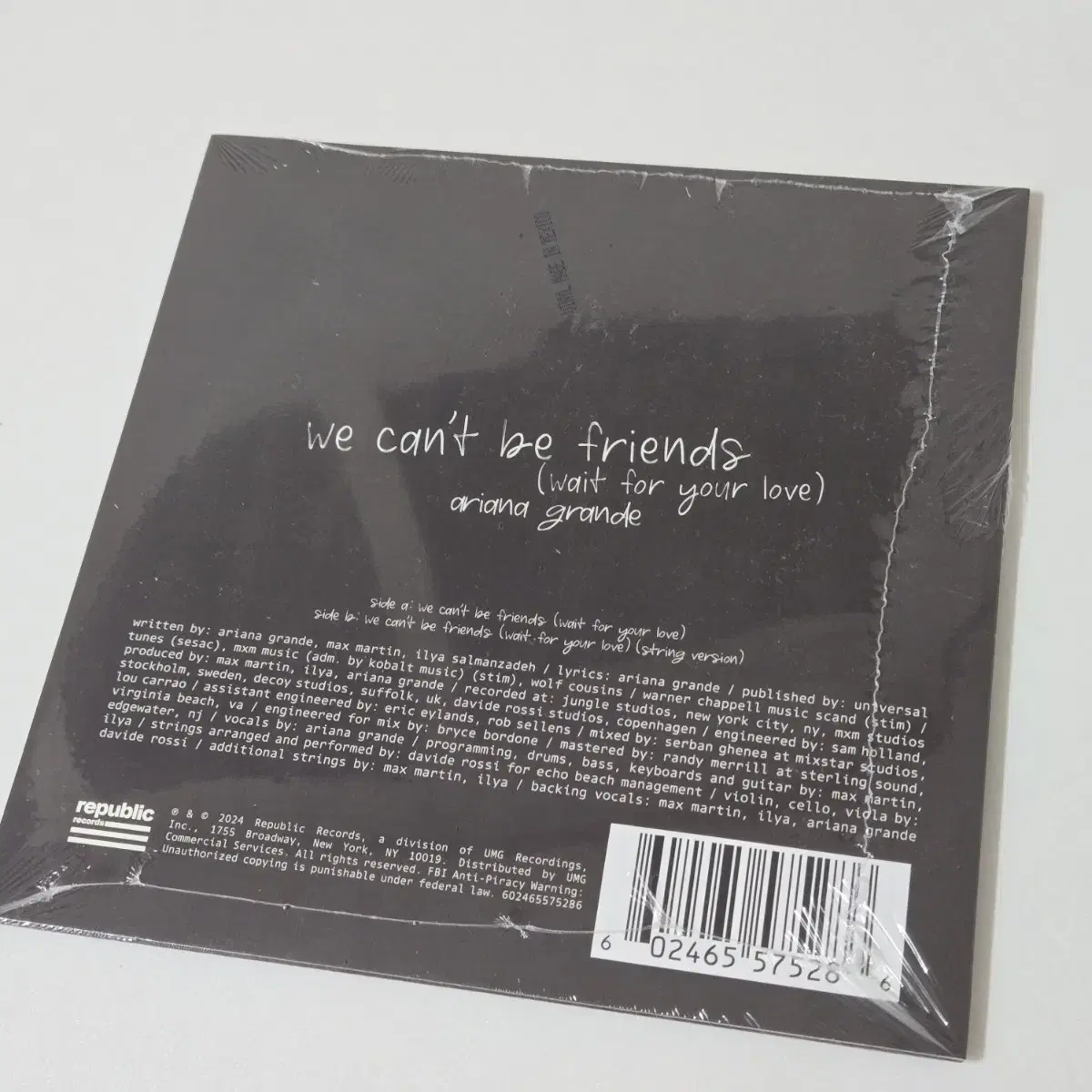 아리아나 그란데 we can't be friends 7인치 싱글 LP