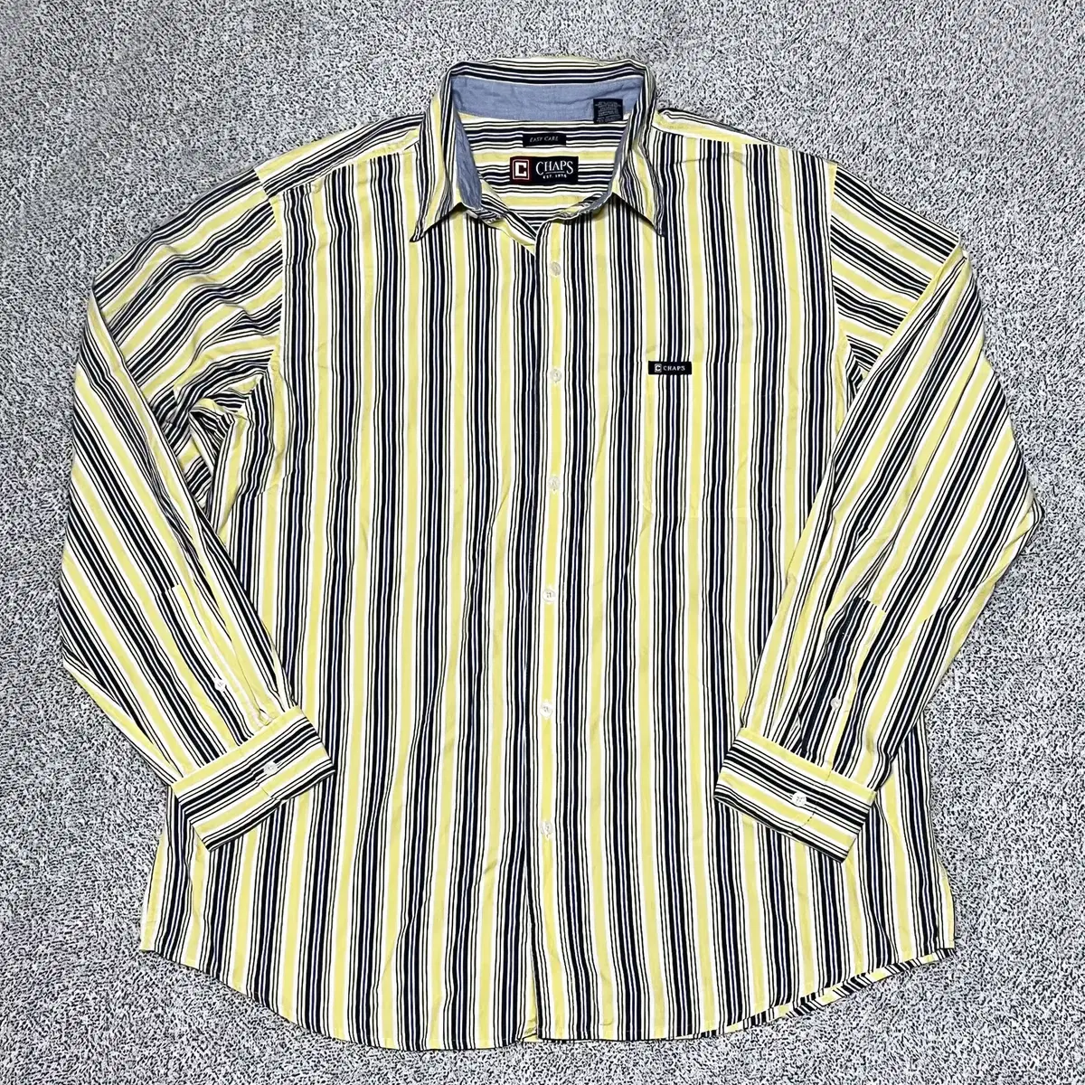 XL) Vintage Chaps Ralph Lauren Button Down Striped Shirt Yel