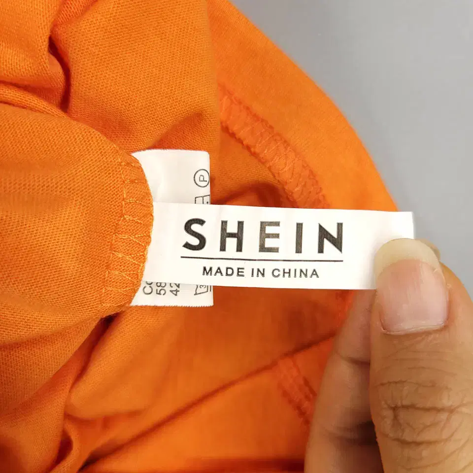 SHEIN 오렌지 헬스 데드리프트 팬더 프린팅 코튼혼방 반팔 티셔츠 L