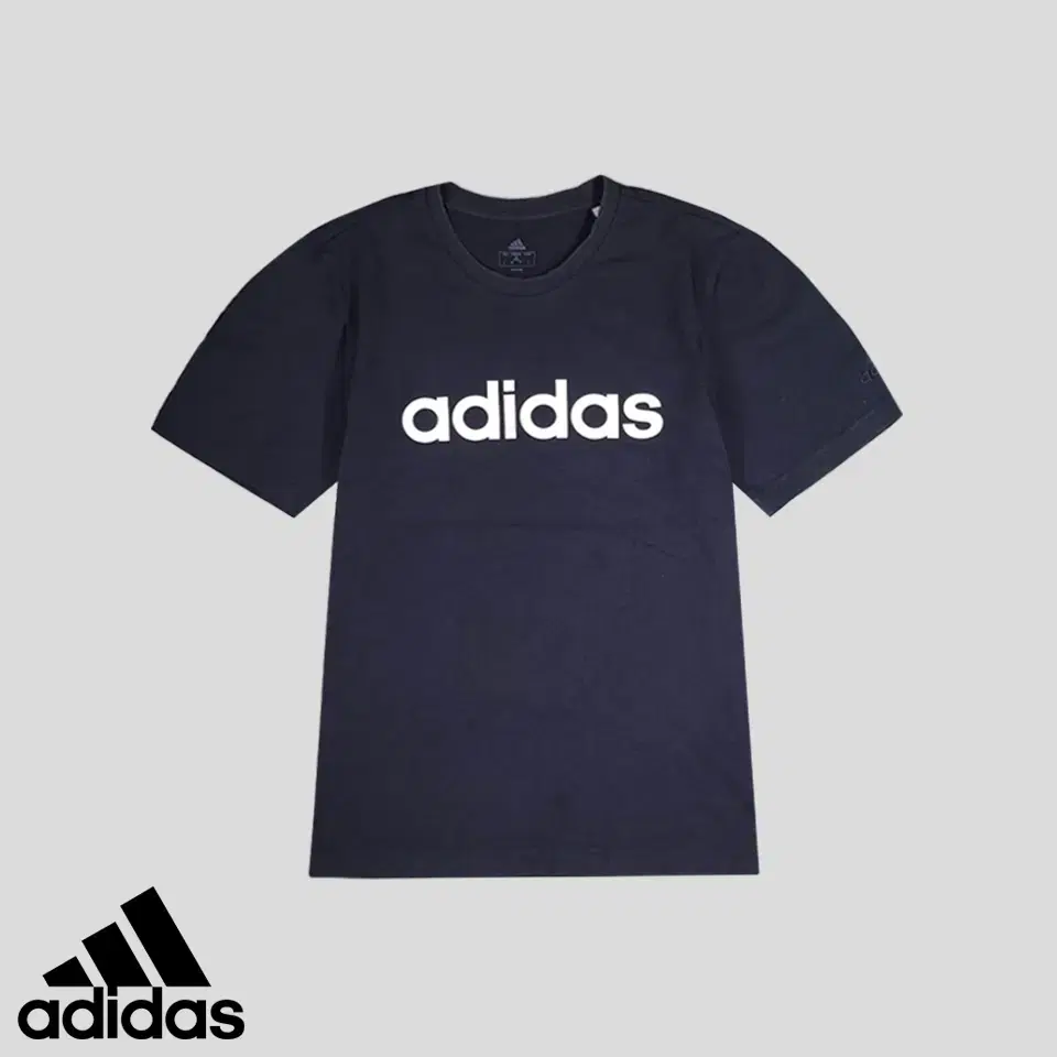 Adidas Pigment Navy Mid Printed Dark Tone Embroidered Cotton100 Short Sleeve Tee