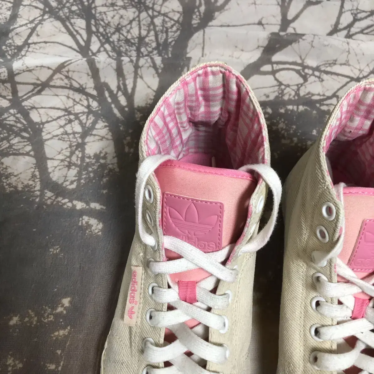 Vintage Adidas pink check cherry high