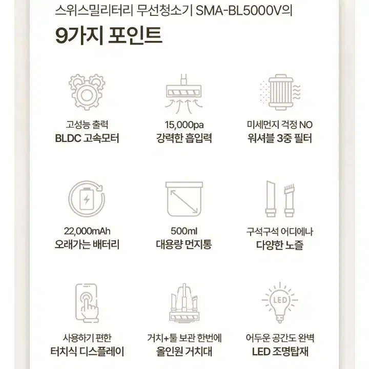 (새상품/청소기)스위스밀리터리 브라운스톰 무선청소기 SMA-BL5000V