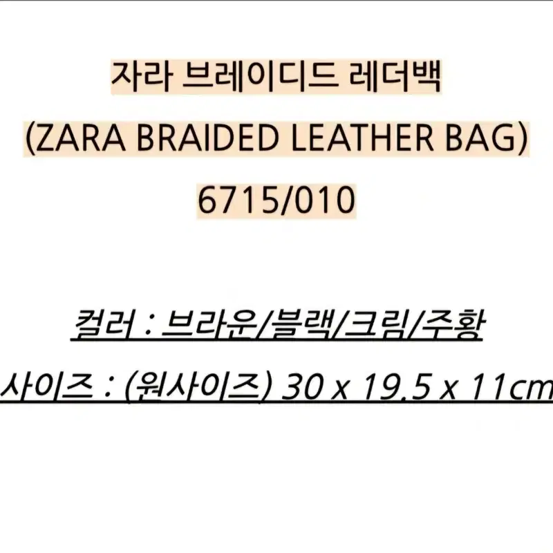 (1회 착용) ZARA 자라 브레이디드 레더백 브라운