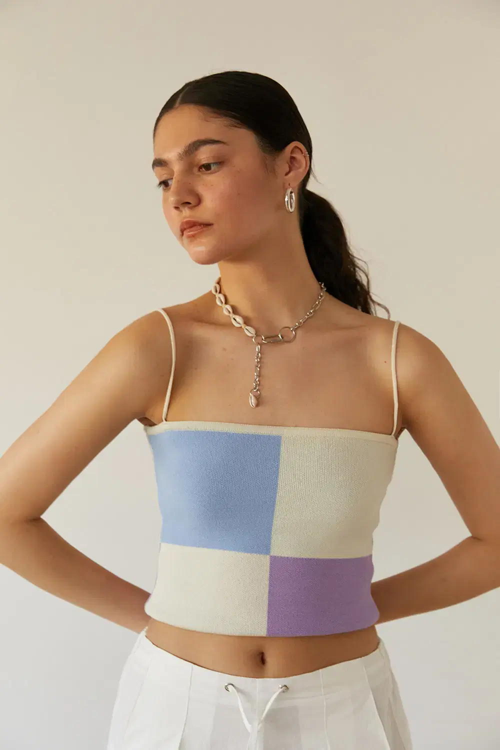 아우어솔티 블록탑 Color Block sleeveless Top