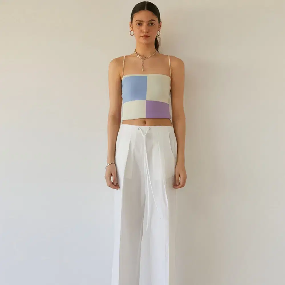 아우어솔티 블록탑 Color Block sleeveless Top