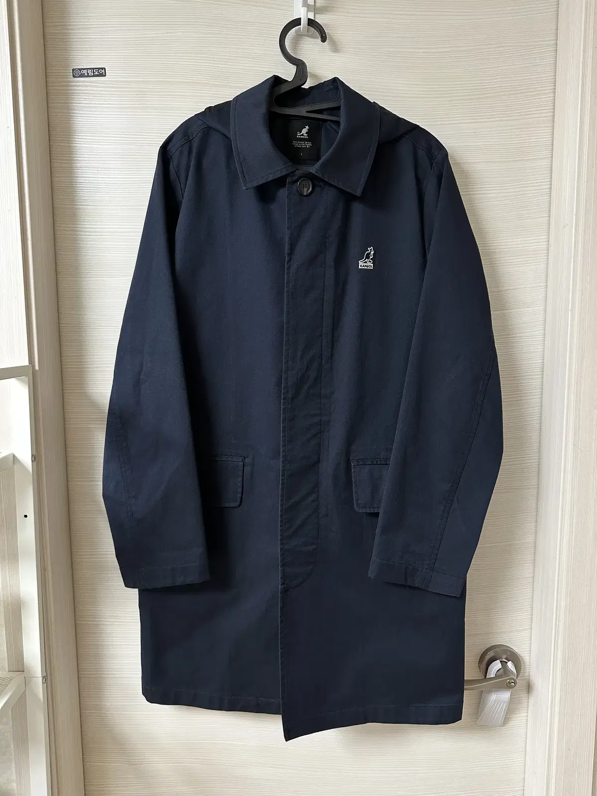 (L) Kangol Navy Trench Coat Jacket (hood detachable)