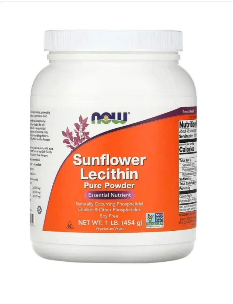 나우푸드 해바라기 레시틴 LECITHIN 파우더 분말 454g 보충제 고