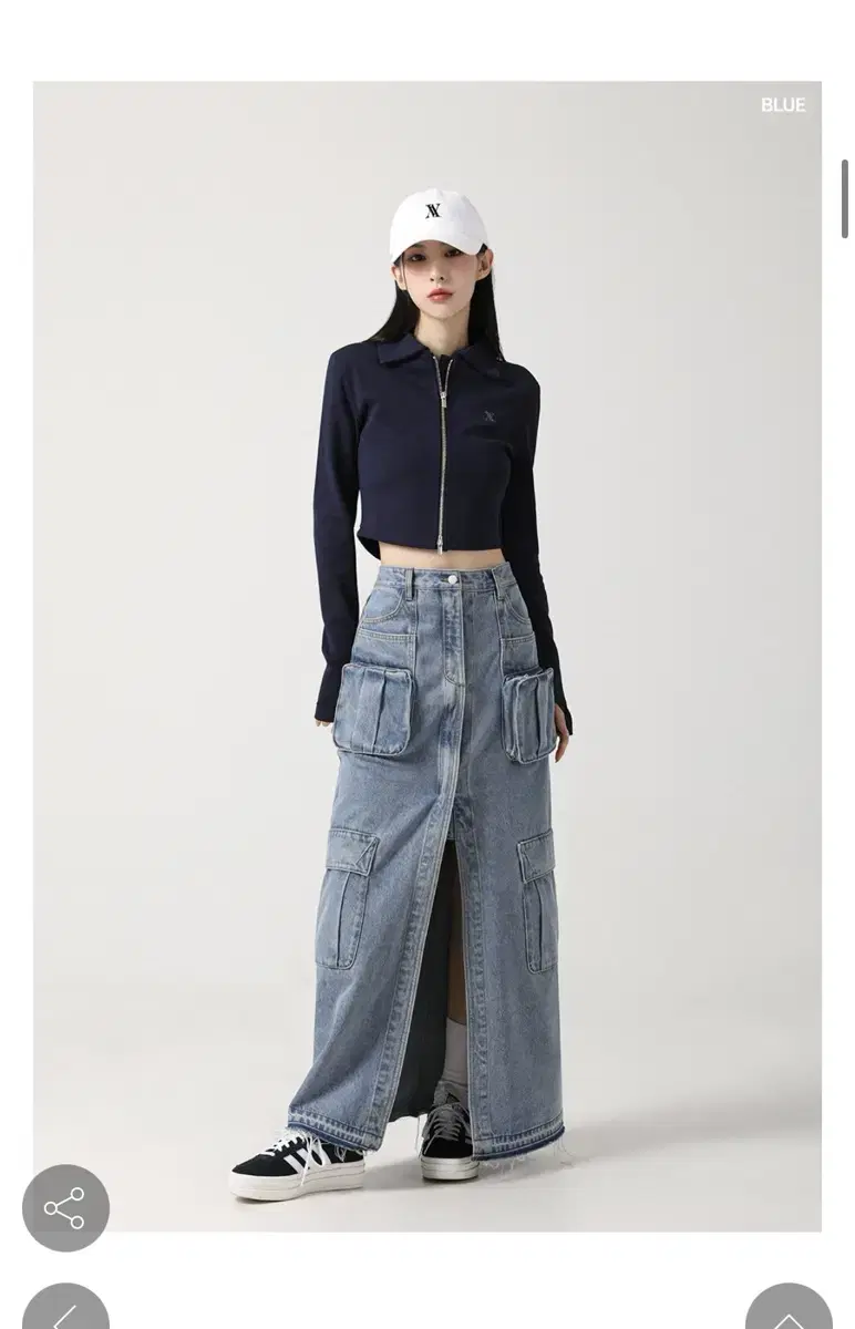 어반드레스 Evelyn Long Denim Skirt BLUE