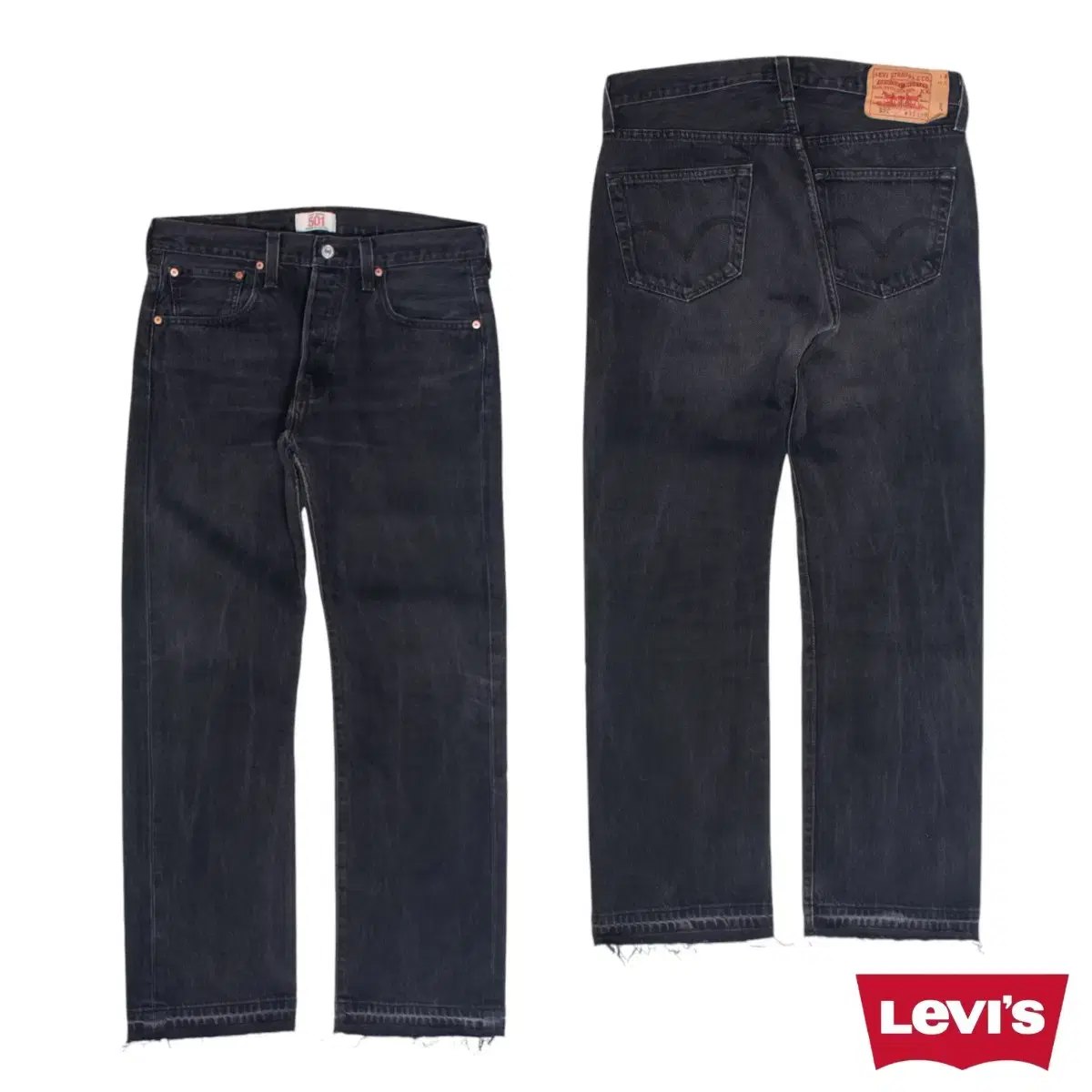 00s Levi's 501 Black Blue Low Cut Custom Dated Jeans Denim Pants N449