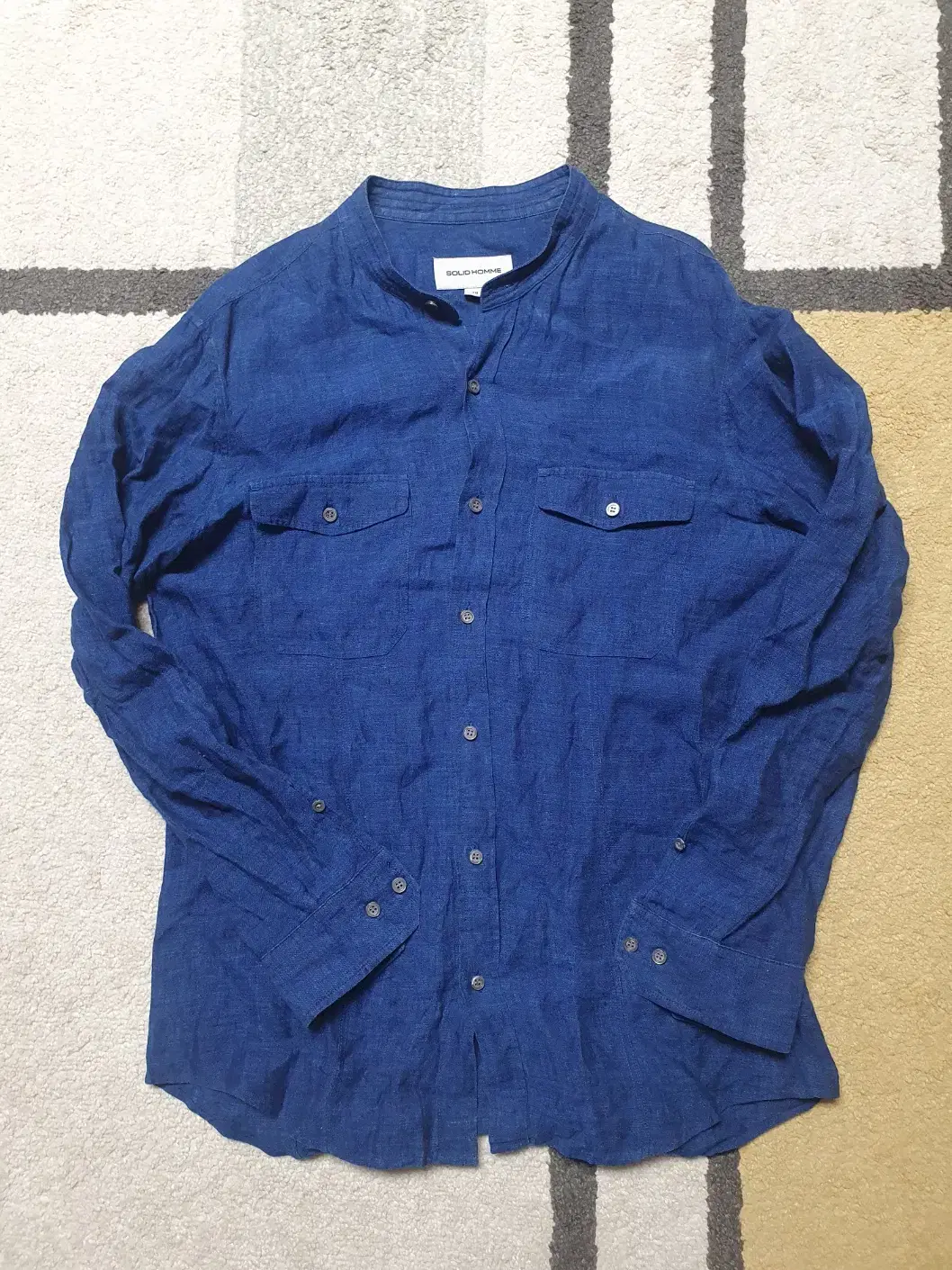 Solid Homme bloo linen henry neck shirt size 48