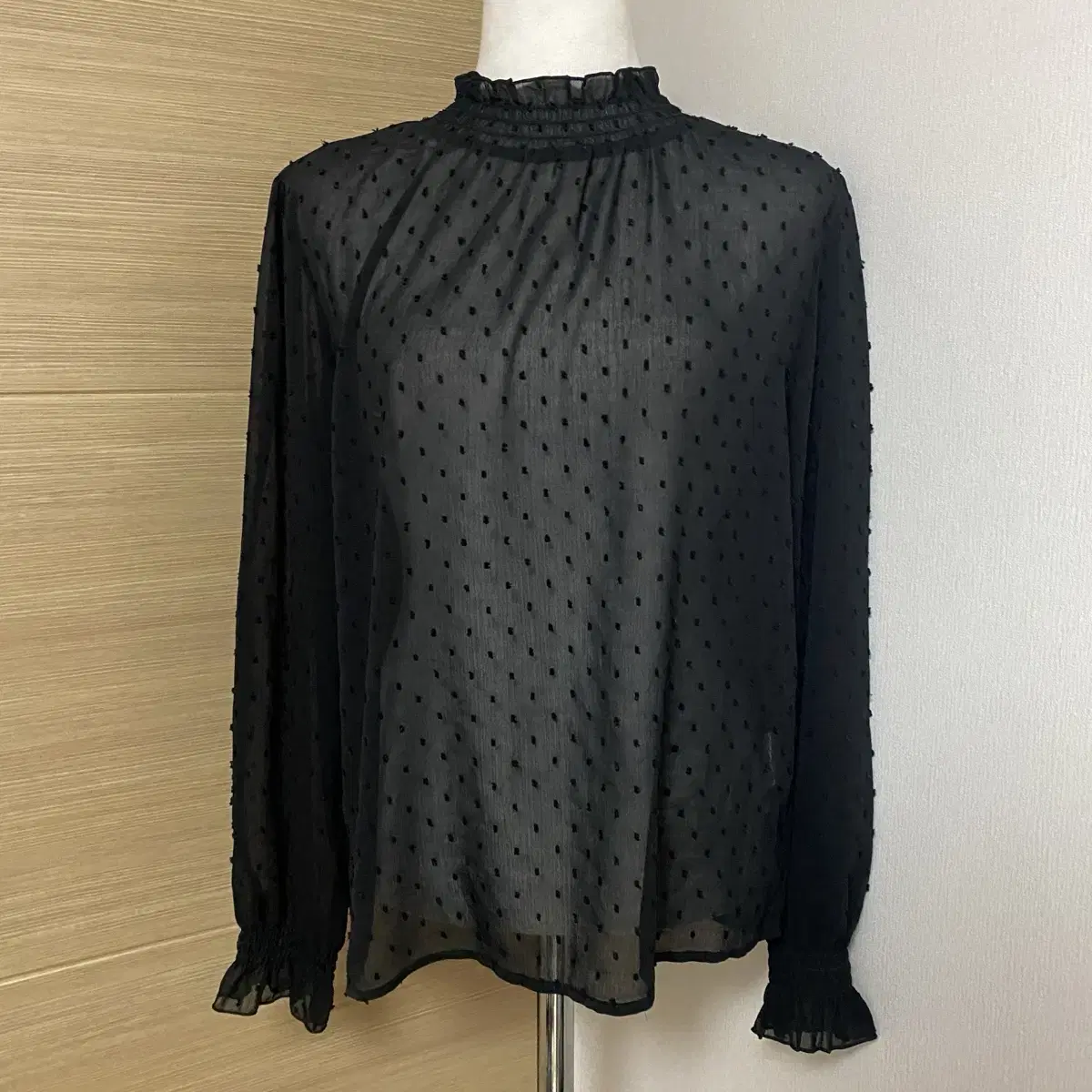 JapanVintage black dot vahn pola long sleeve see-through blouse gothic inner gothic