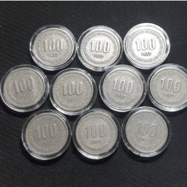 1977년 100원주화 10개일괄.주화 화폐 한국은행 동전(3)