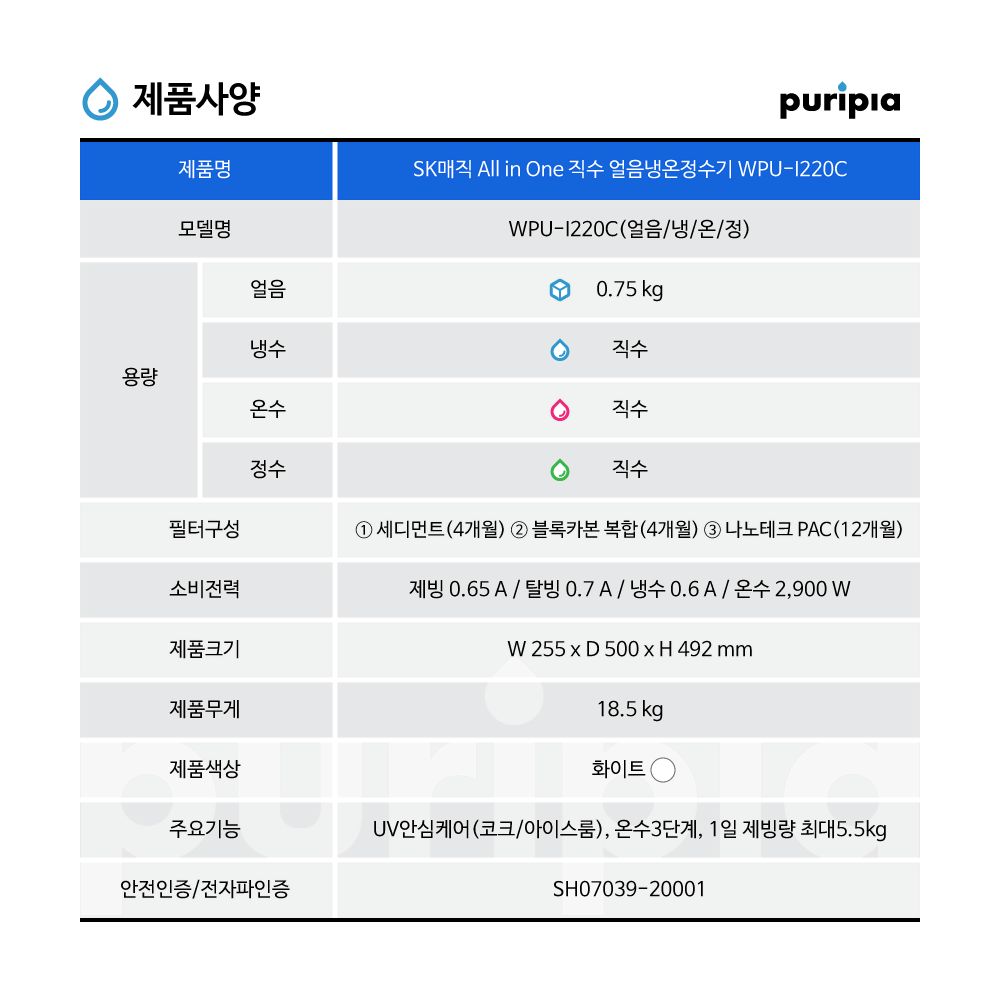 SK매직 올인원 직수 얼음/냉수/온수 정수기 21년형