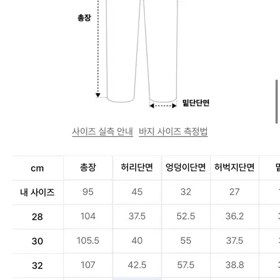 비슬로우 원턱 커브드진 30 - 새상품(무신사 최저가 59,000원)