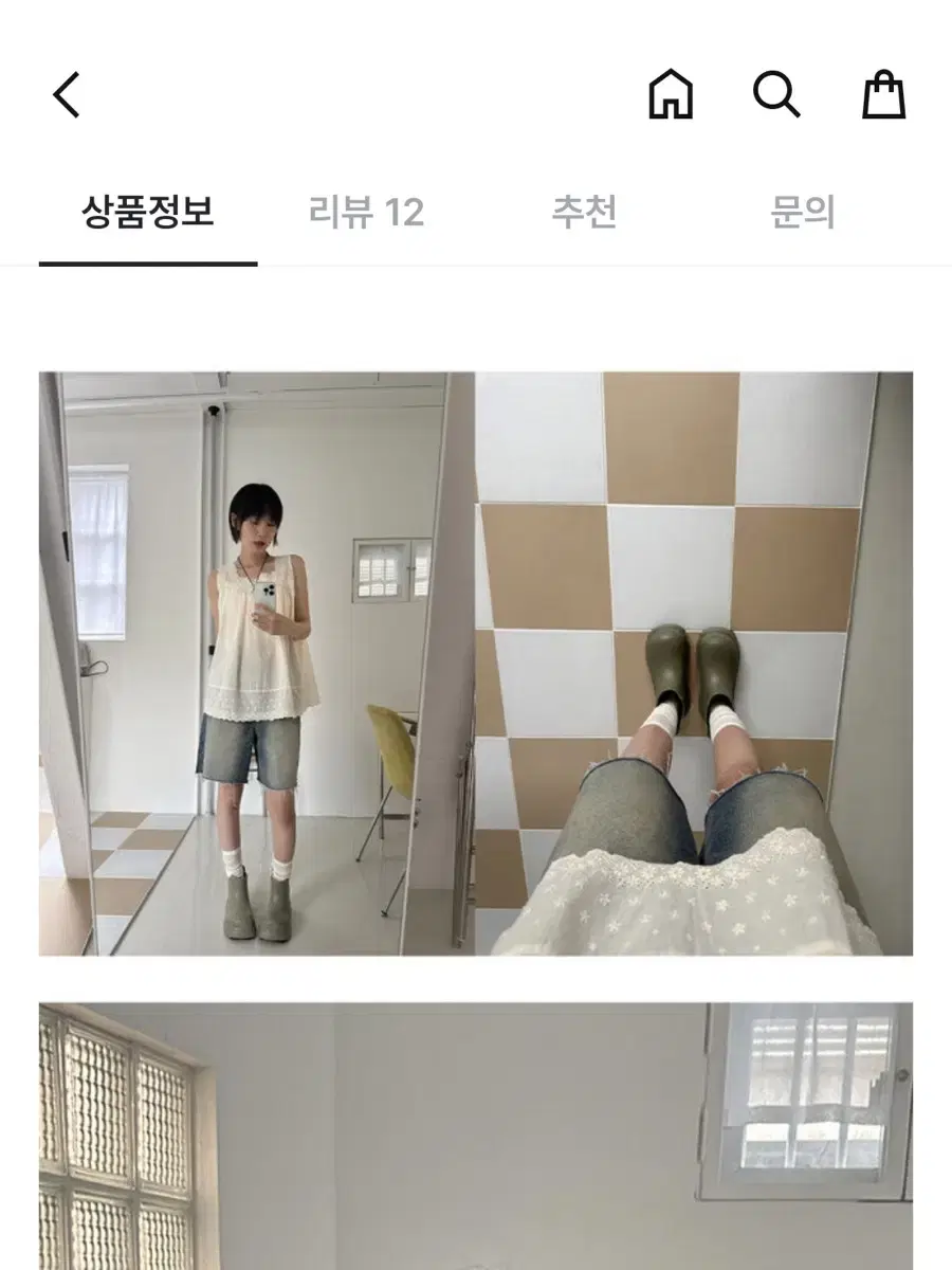 새상품 / 하프 데님 버뮤다 팬츠 진청 반바지