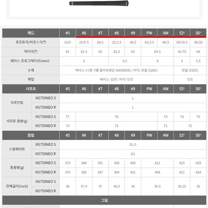 정품 PRGR 프로기아 04아이언 8아이언세트 NS.750 NEO S