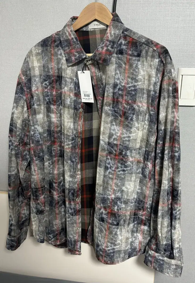 Quick sale New arrival UNLLC Bleach Washed Check Shirt L sells