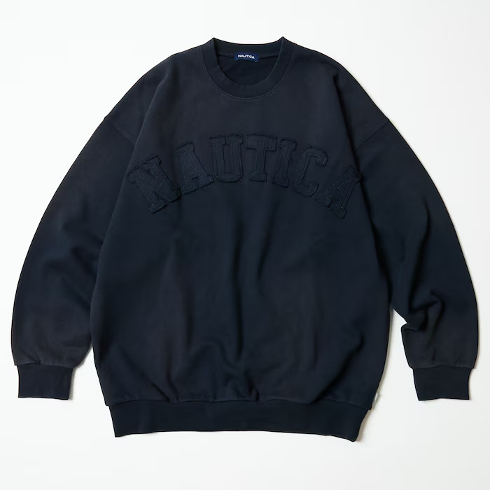 [해외] NAUTICA 노티카 다이드 블리치 워시드 아치로고 맨투맨